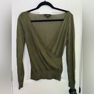 Bebe Olive Green Wrap Sweater